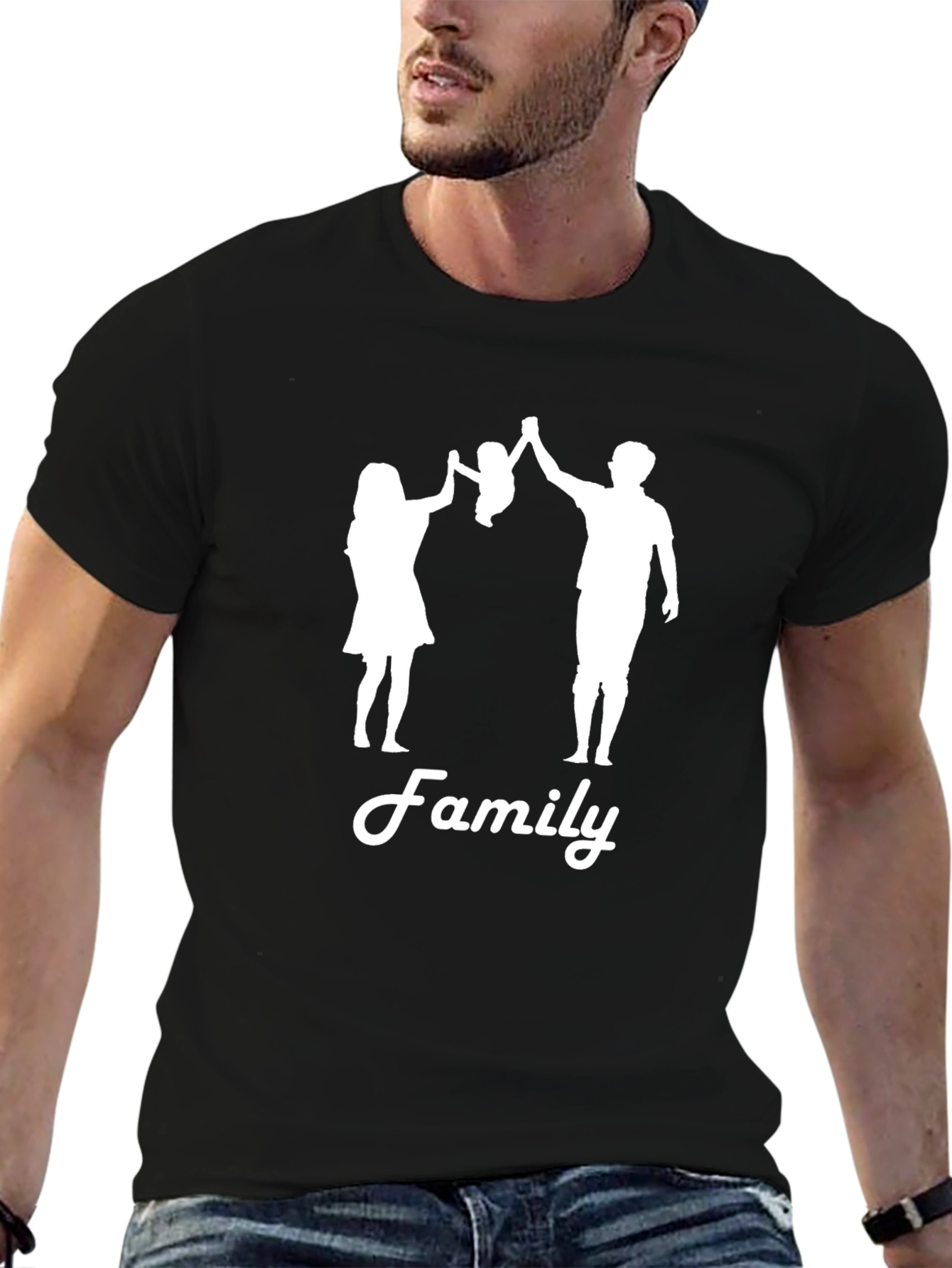 Family Silhouette Graphic Tee - Black