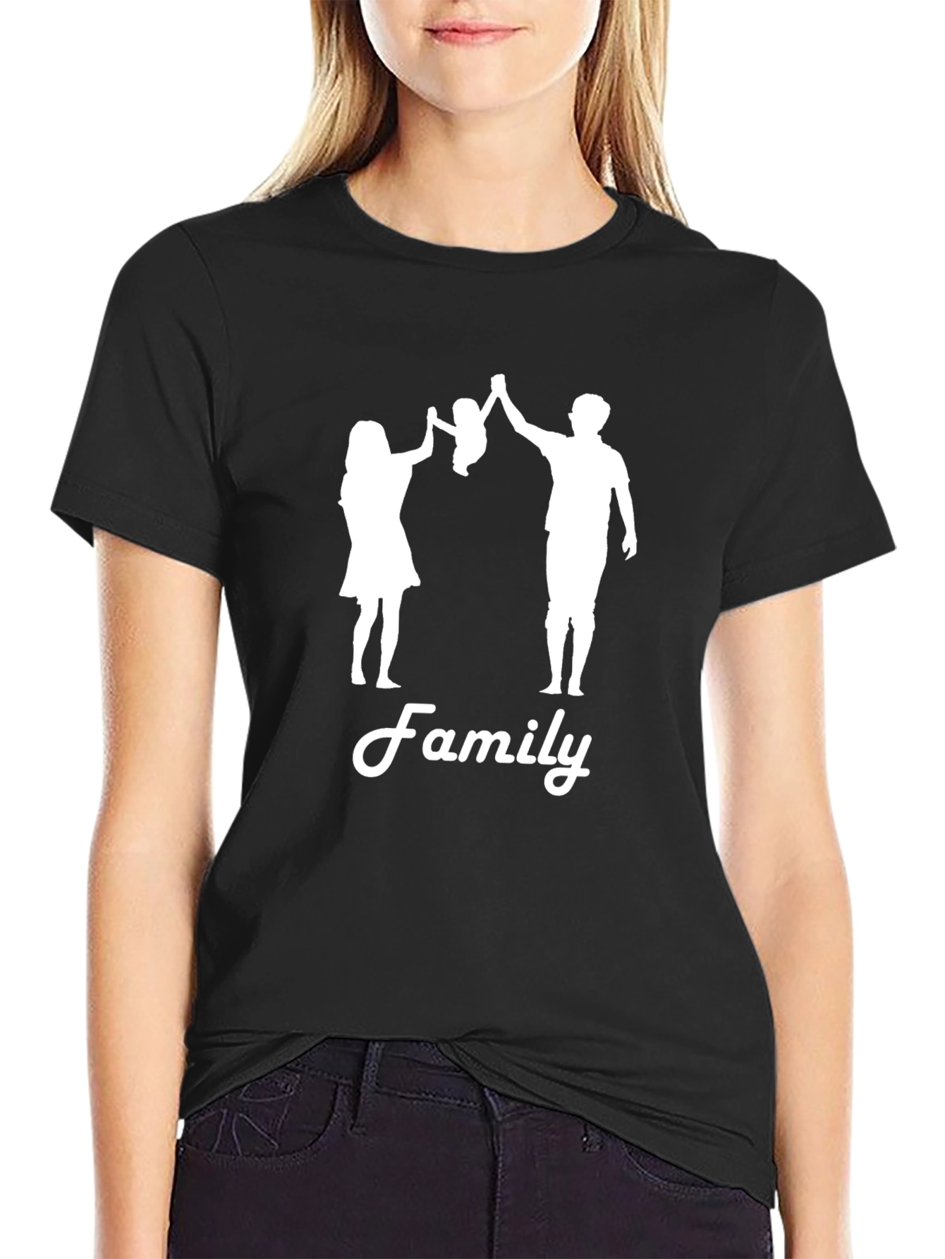 Family Silhouette Graphic Tee - Black