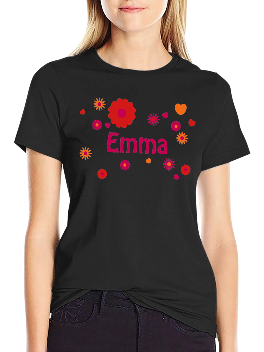 Emma Floral Graphic Tee - Custom Name Shirt