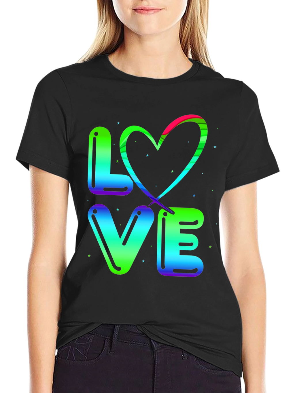 LOVE T-Shirt - Rainbow Heart Design