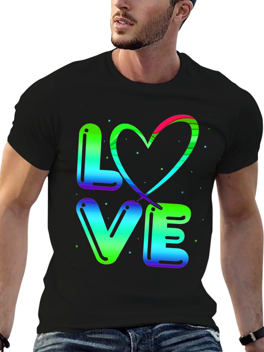 LOVE T-Shirt - Rainbow Heart Design