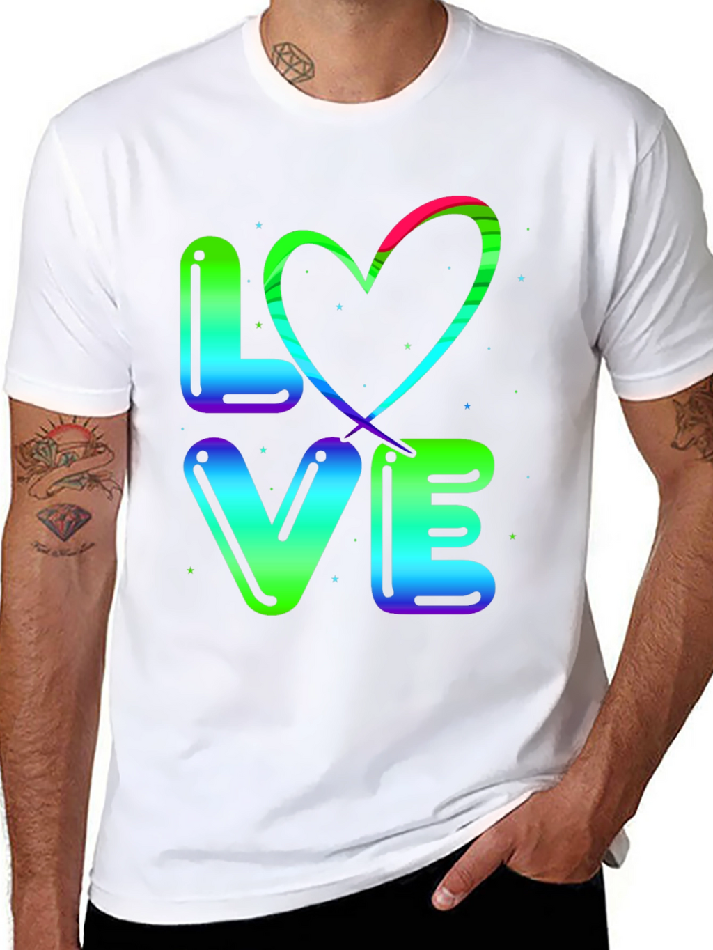 LOVE T-Shirt - Rainbow Heart Design