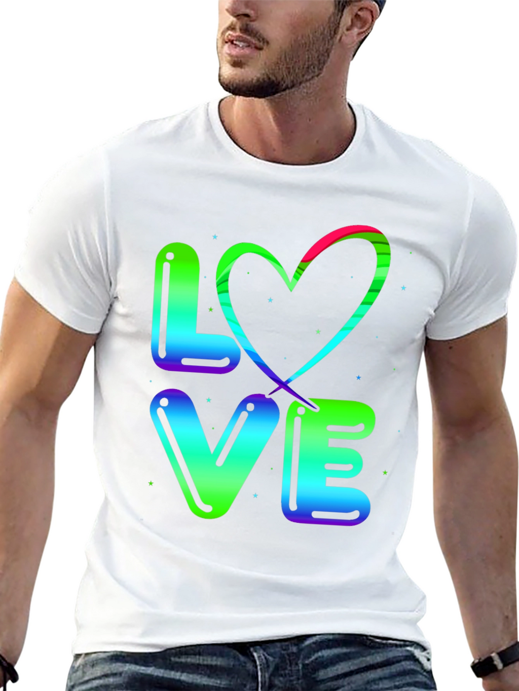 LOVE T-Shirt - Rainbow Heart Design