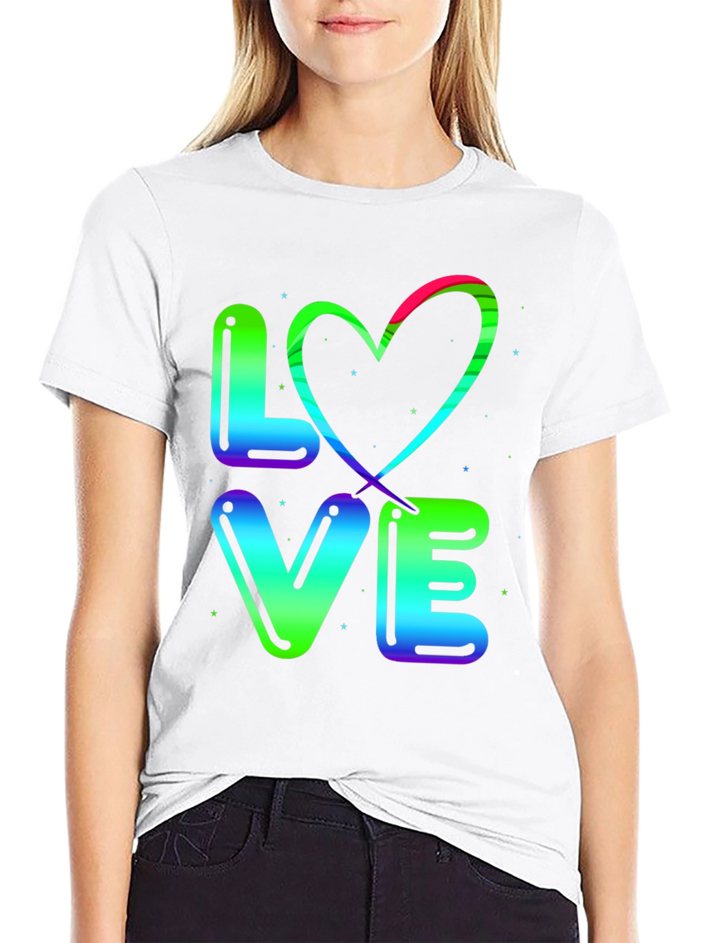 LOVE T-Shirt - Rainbow Heart Design