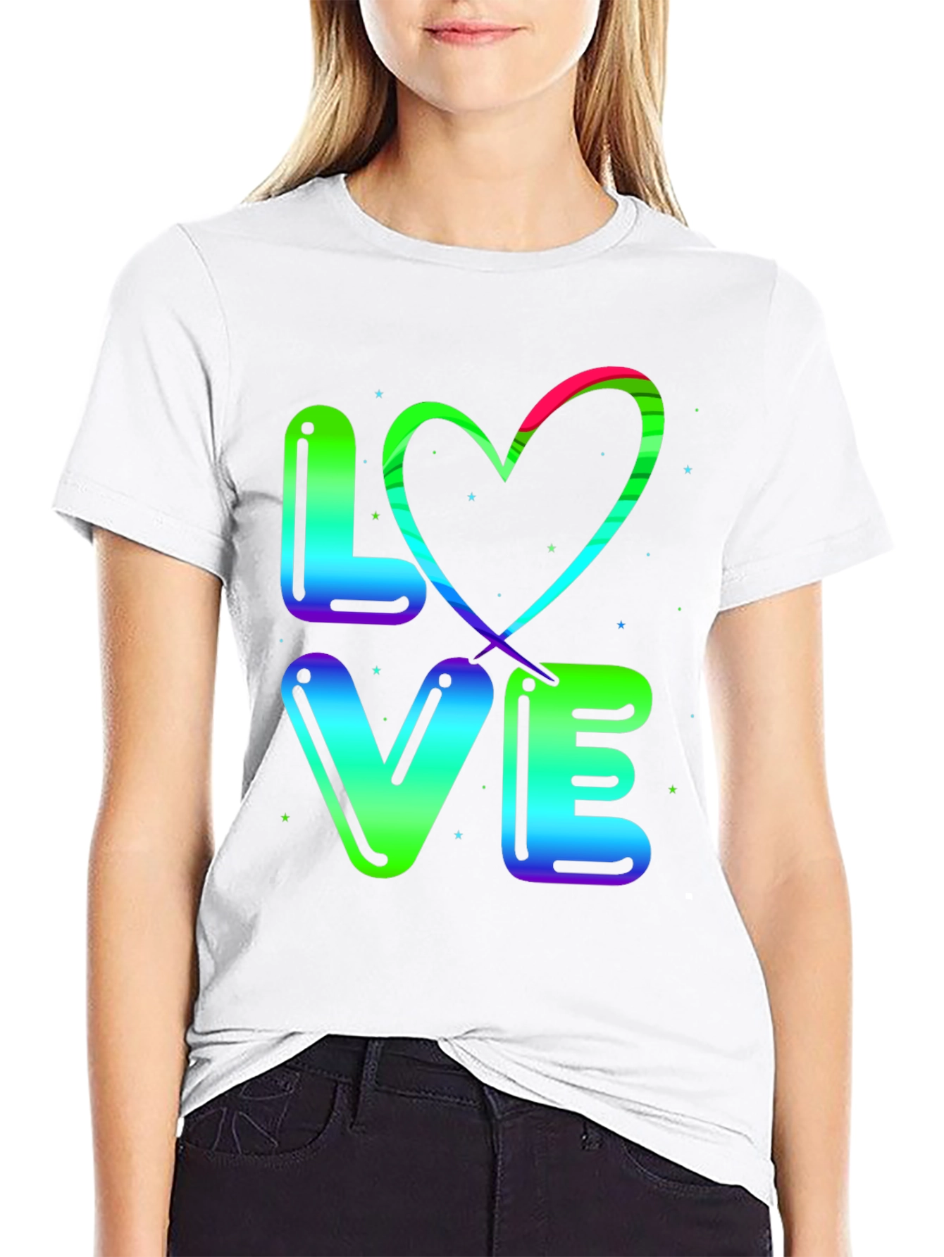 LOVE T-Shirt - Rainbow Heart Design