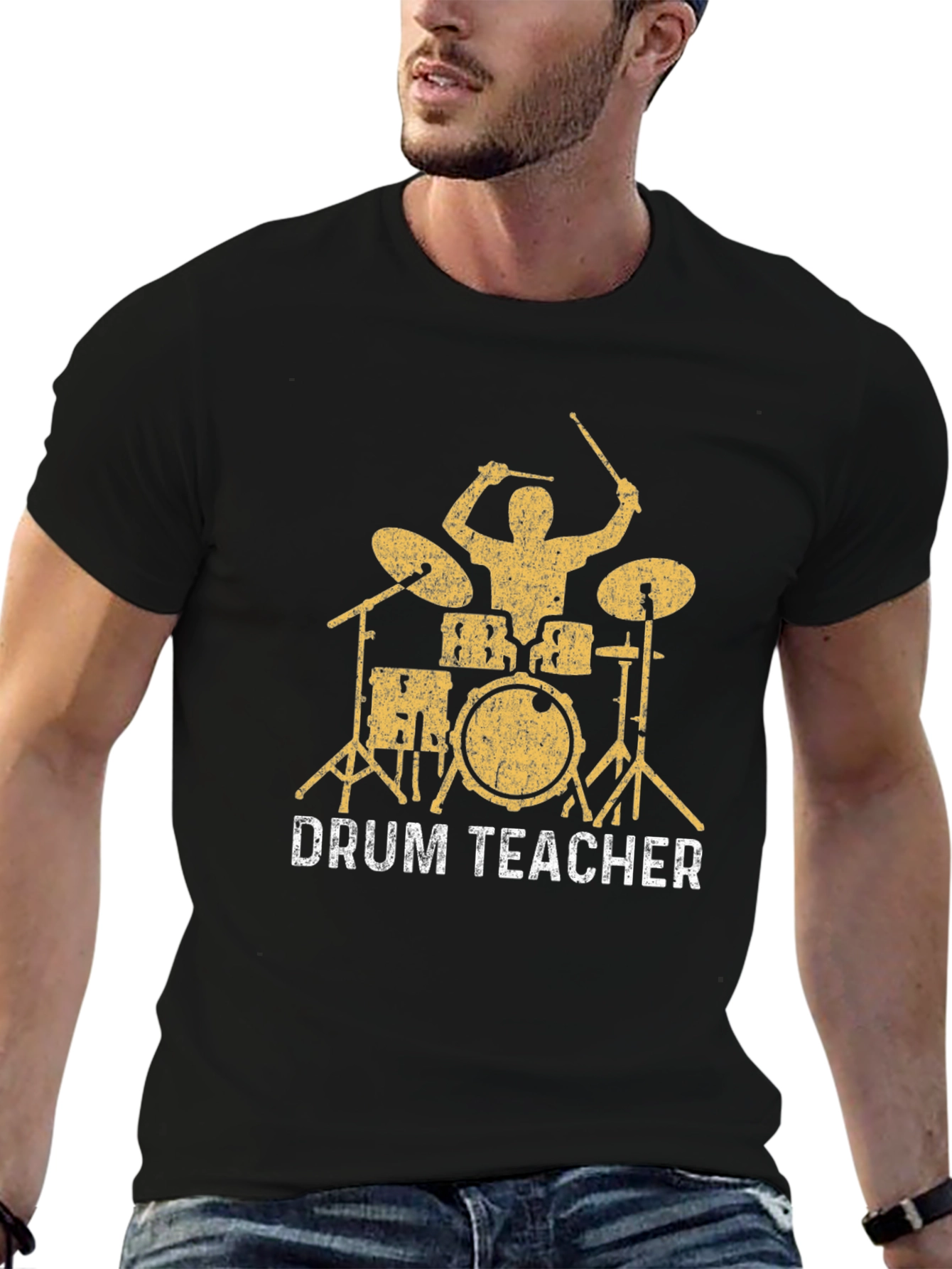 Drum Teacher Graphic Tee - Black Cotton T-Shirt