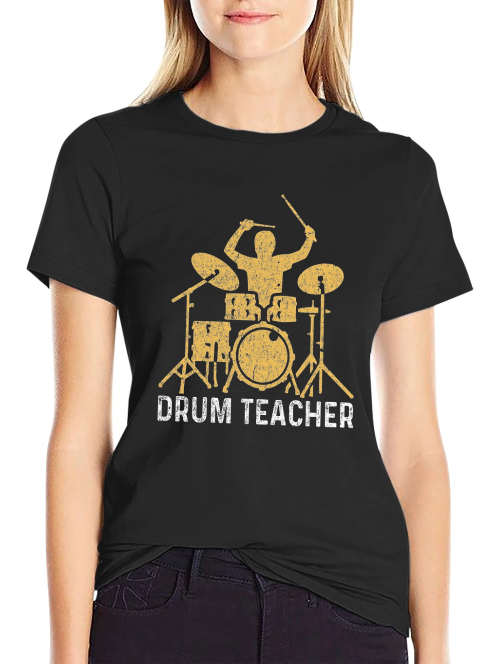Drum Teacher Graphic Tee - Black Cotton T-Shirt