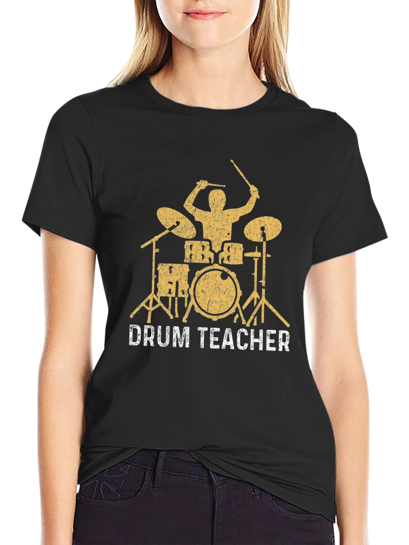 Drum Teacher Graphic Tee - Black Cotton T-Shirt