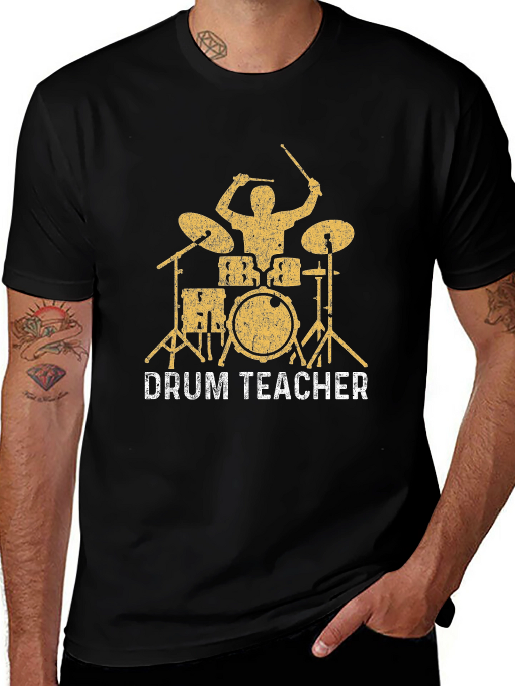 Drum Teacher Graphic Tee - Black Cotton T-Shirt