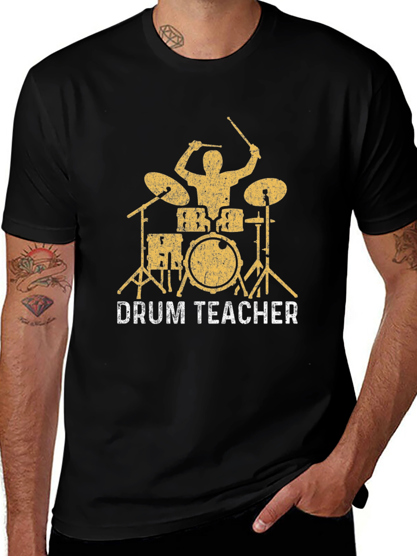 Drum Teacher Graphic Tee - Black Cotton T-Shirt