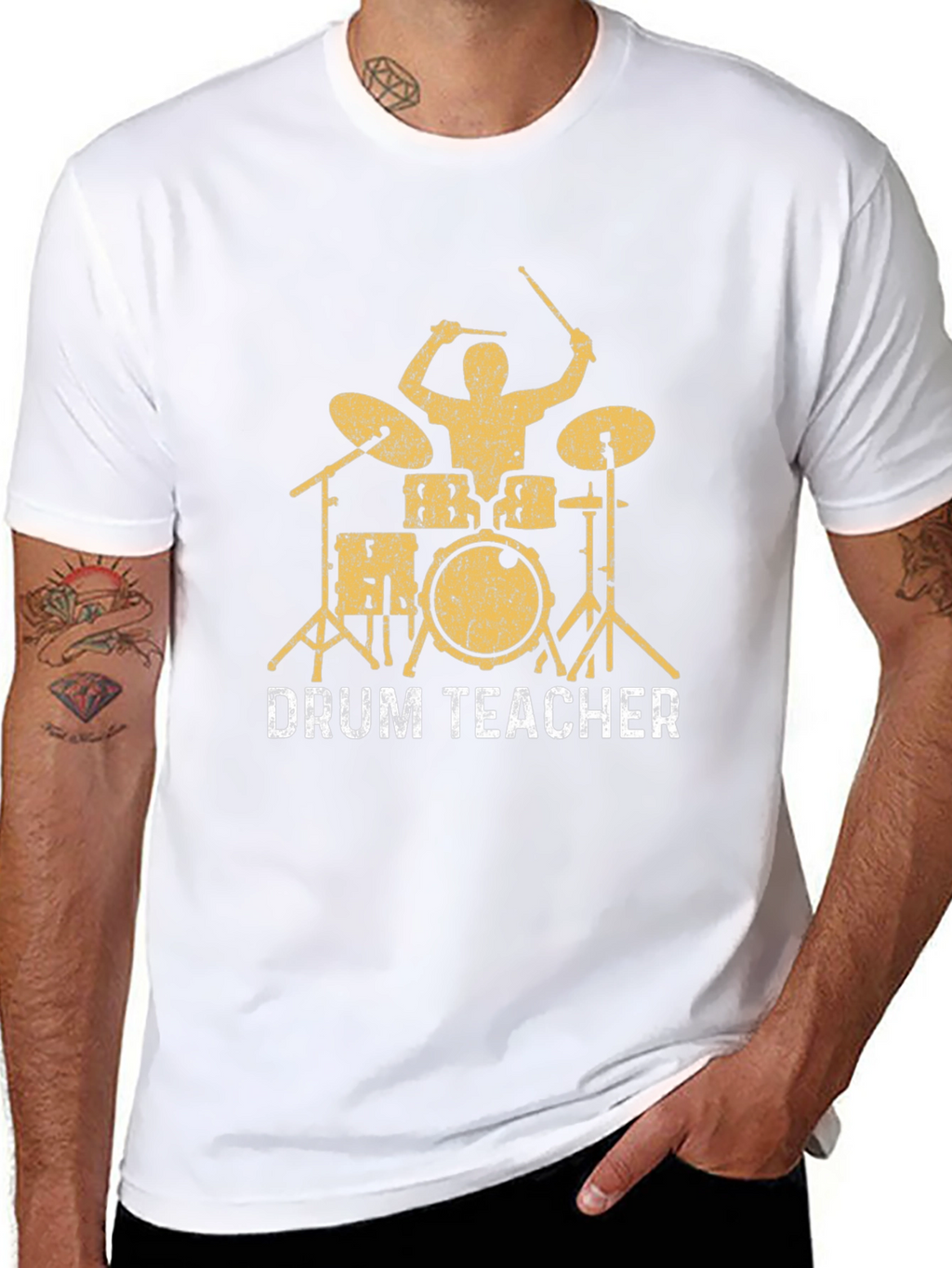 Drum Teacher Graphic Tee - Black Cotton T-Shirt