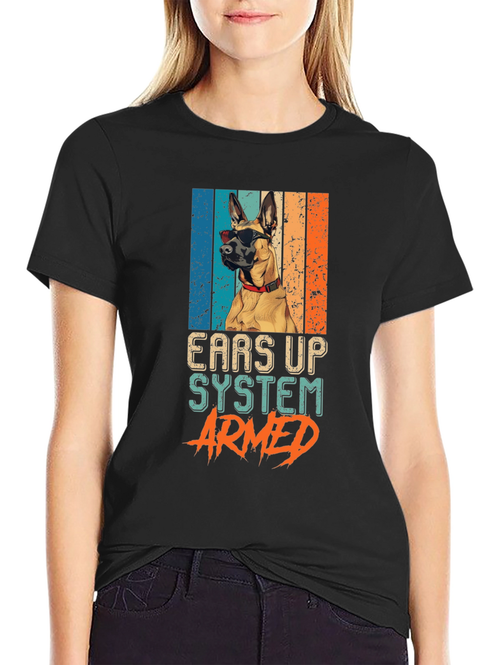 Ears Up System Armed Dog T-Shirt
