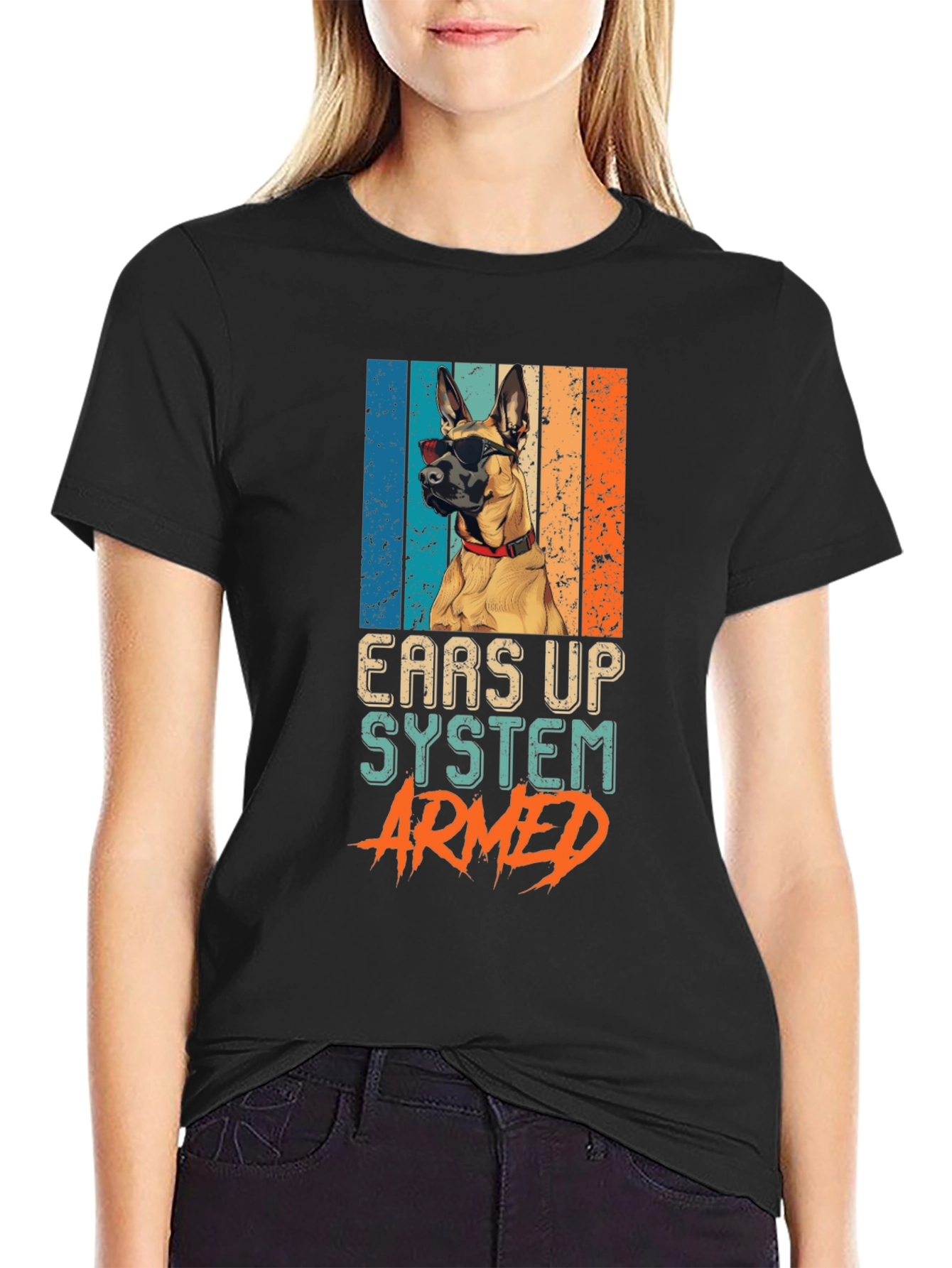 Ears Up System Armed Dog T-Shirt