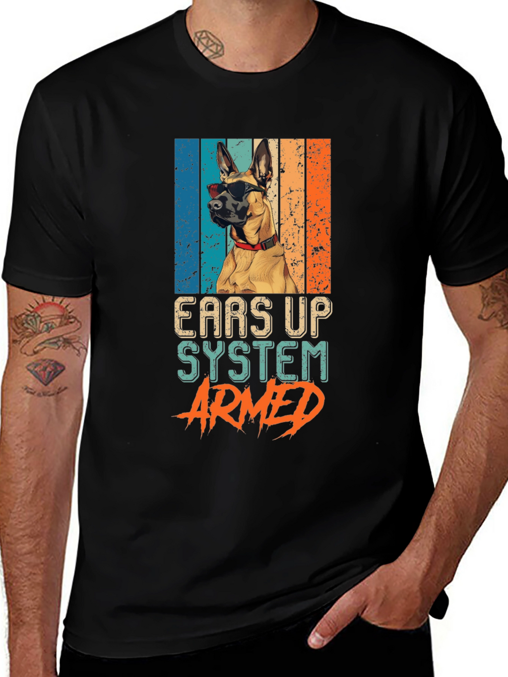 Ears Up System Armed Dog T-Shirt