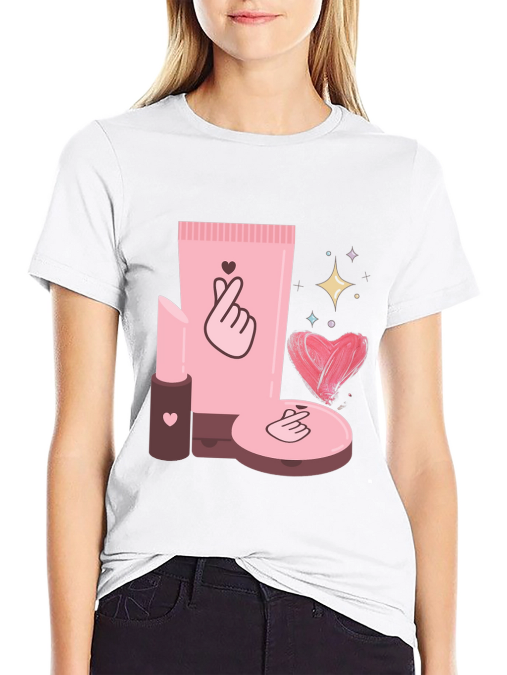 Cosmetic-Themed Graphic Tee - Stylish & Trendy