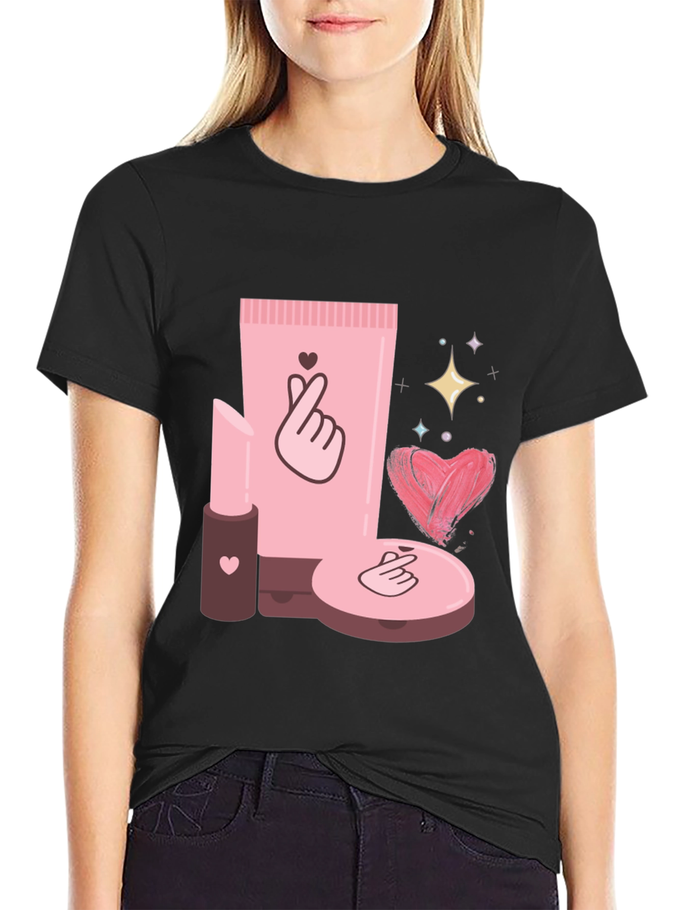 Cosmetic-Themed Graphic Tee - Stylish & Trendy