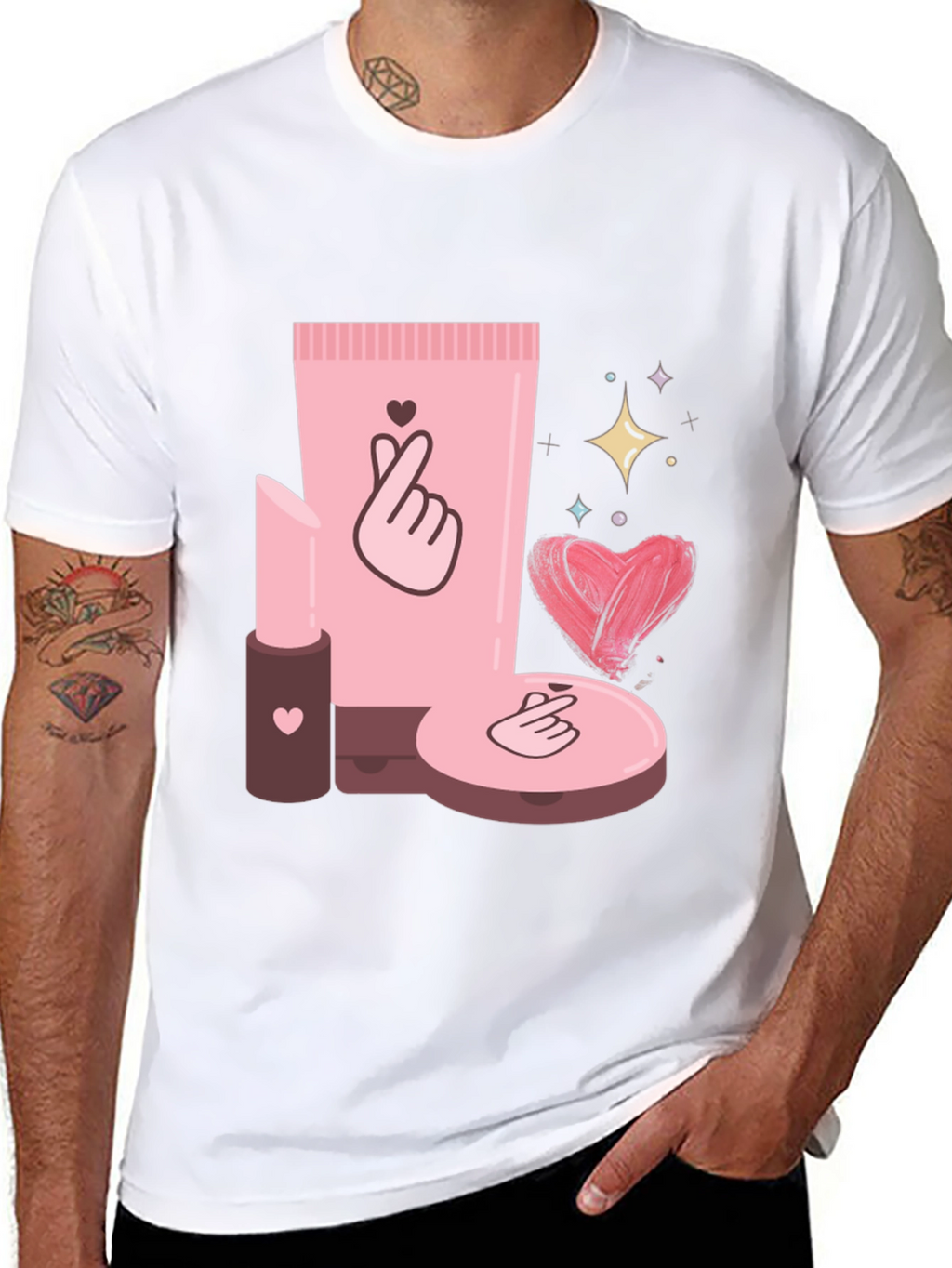 Cosmetic-Themed Graphic Tee - Stylish & Trendy