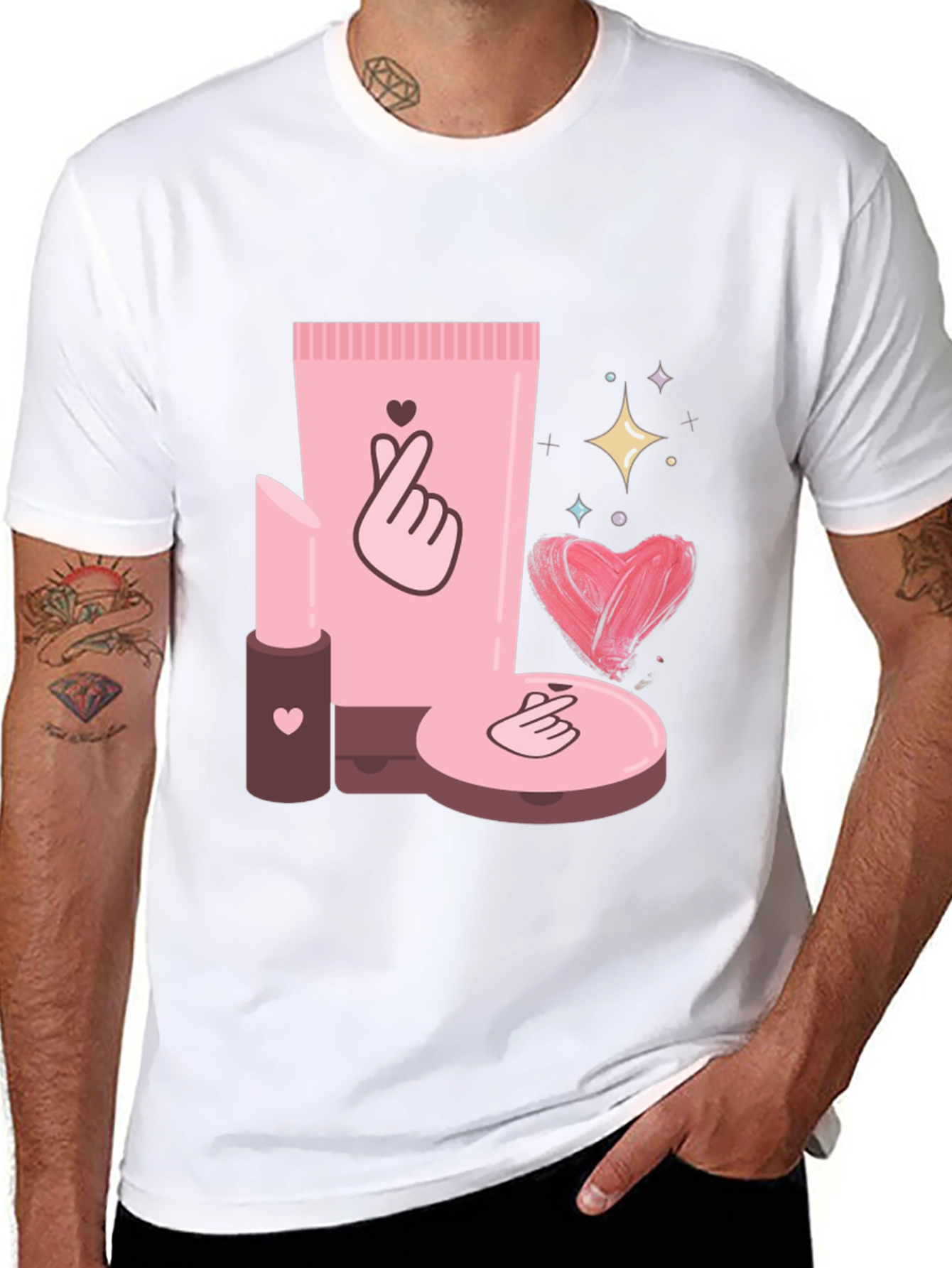 Cosmetic-Themed Graphic Tee - Stylish & Trendy