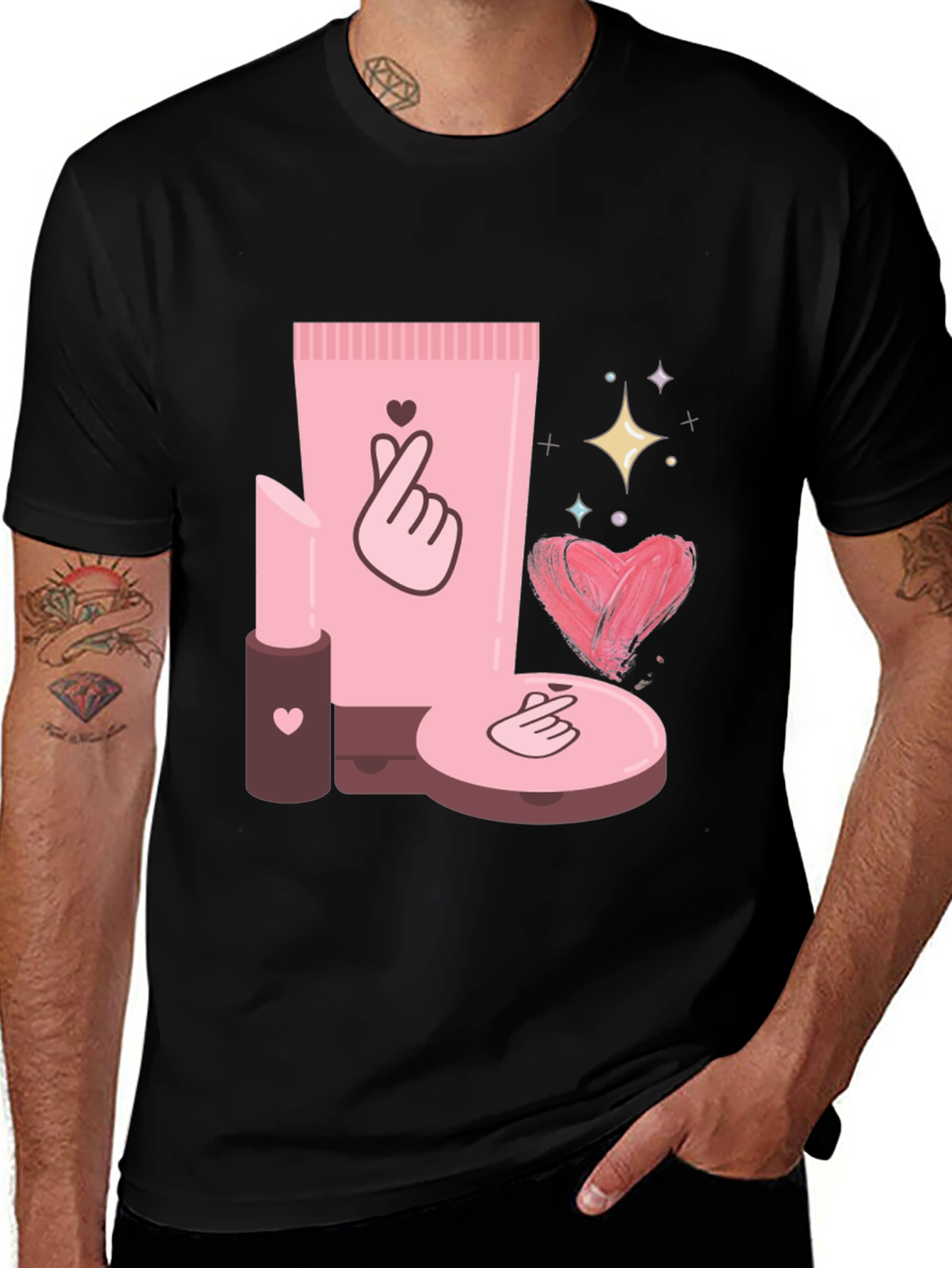 Cosmetic-Themed Graphic Tee - Stylish & Trendy