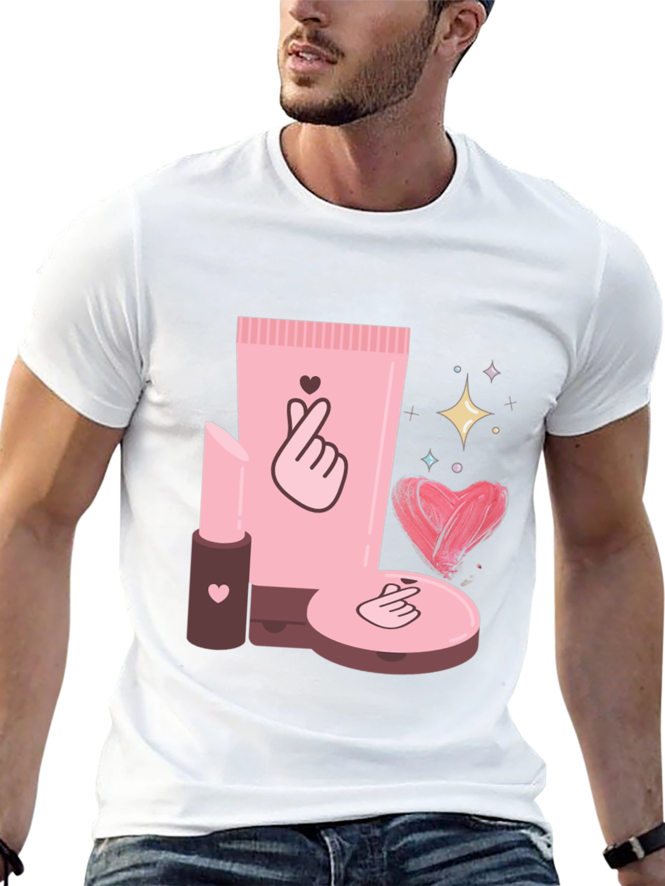 Cosmetic-Themed Graphic Tee - Stylish & Trendy