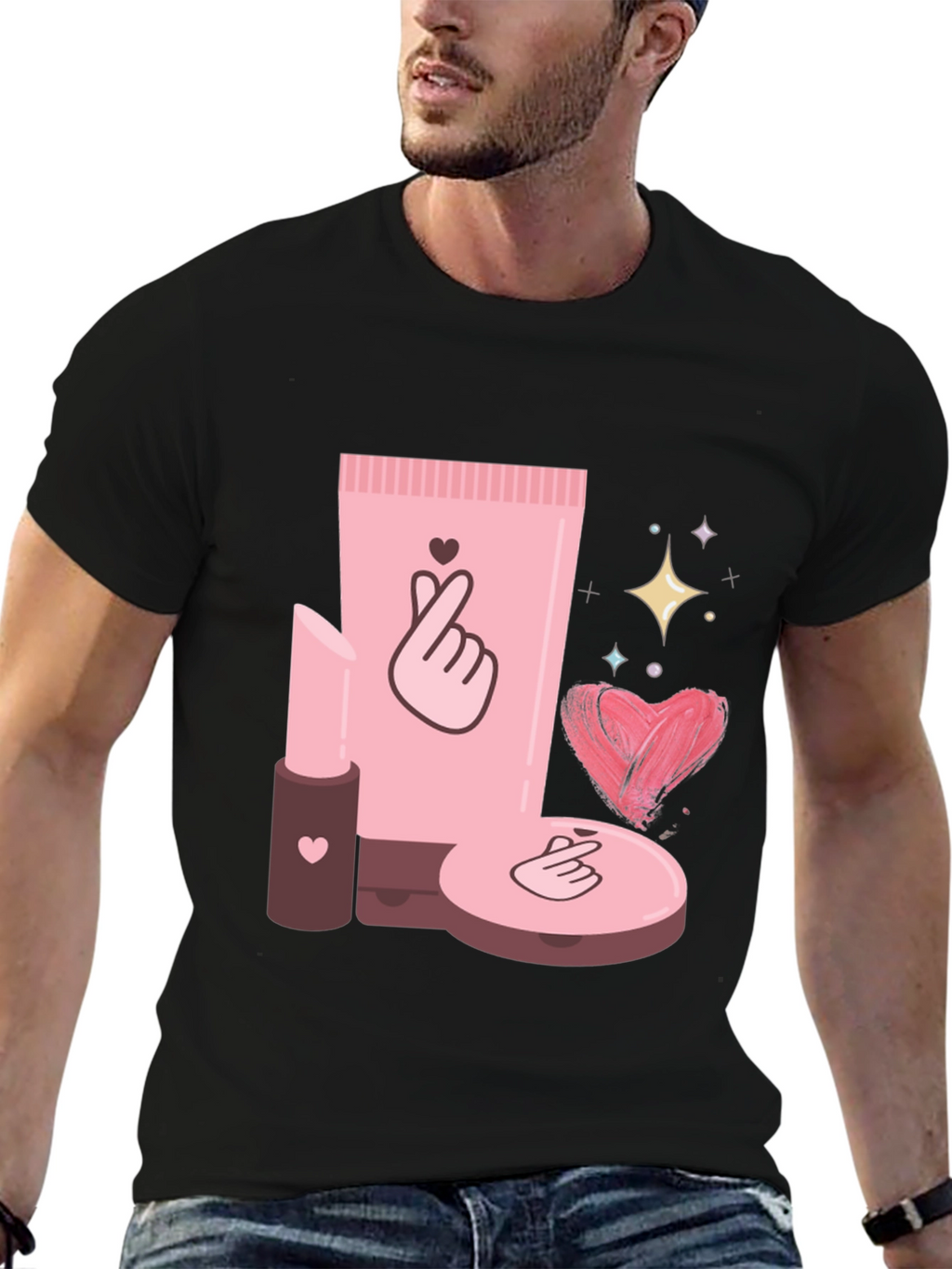 Cosmetic-Themed Graphic Tee - Stylish & Trendy
