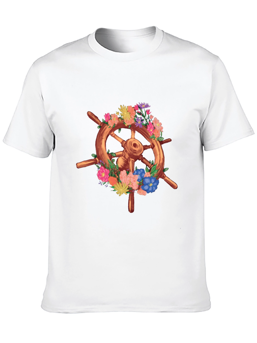 Floral Ship Wheel Graphic Tee