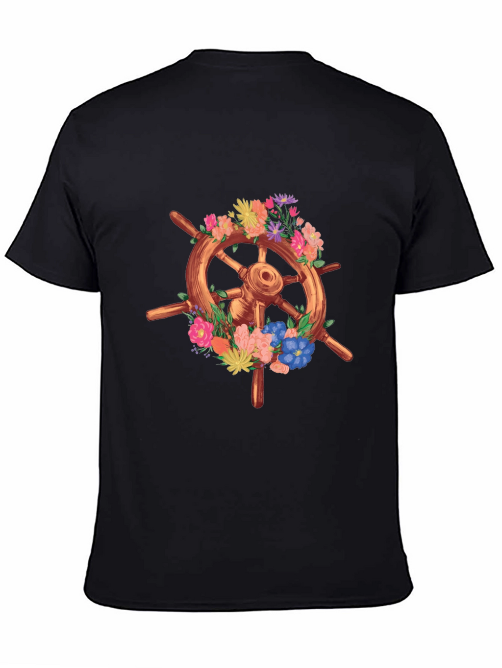 Floral Ship Wheel Graphic Tee