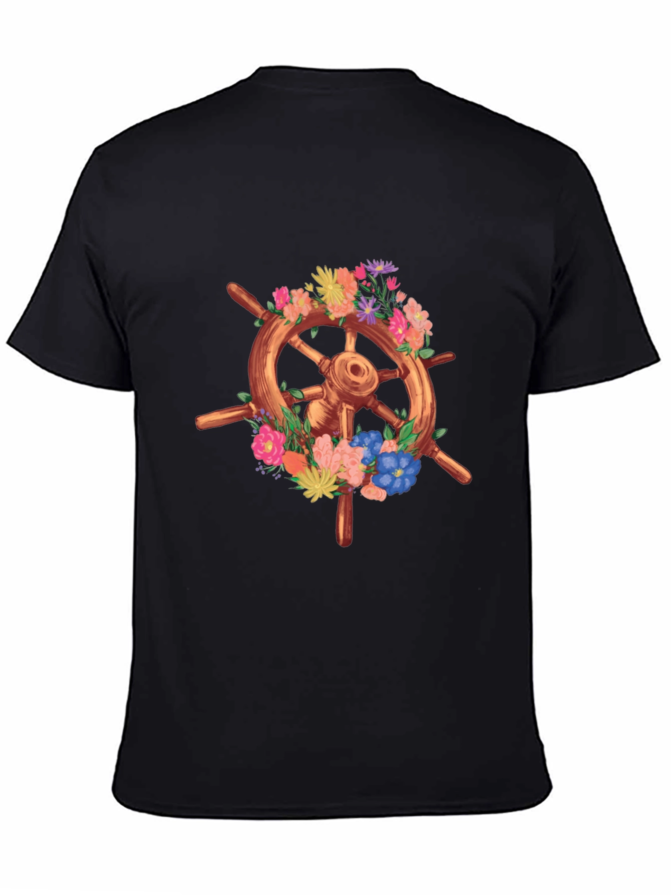 Floral Ship Wheel Graphic Tee