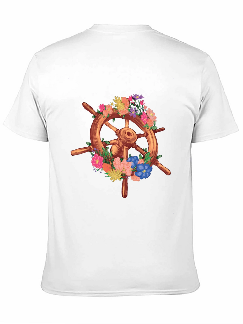 Floral Ship Wheel Graphic Tee