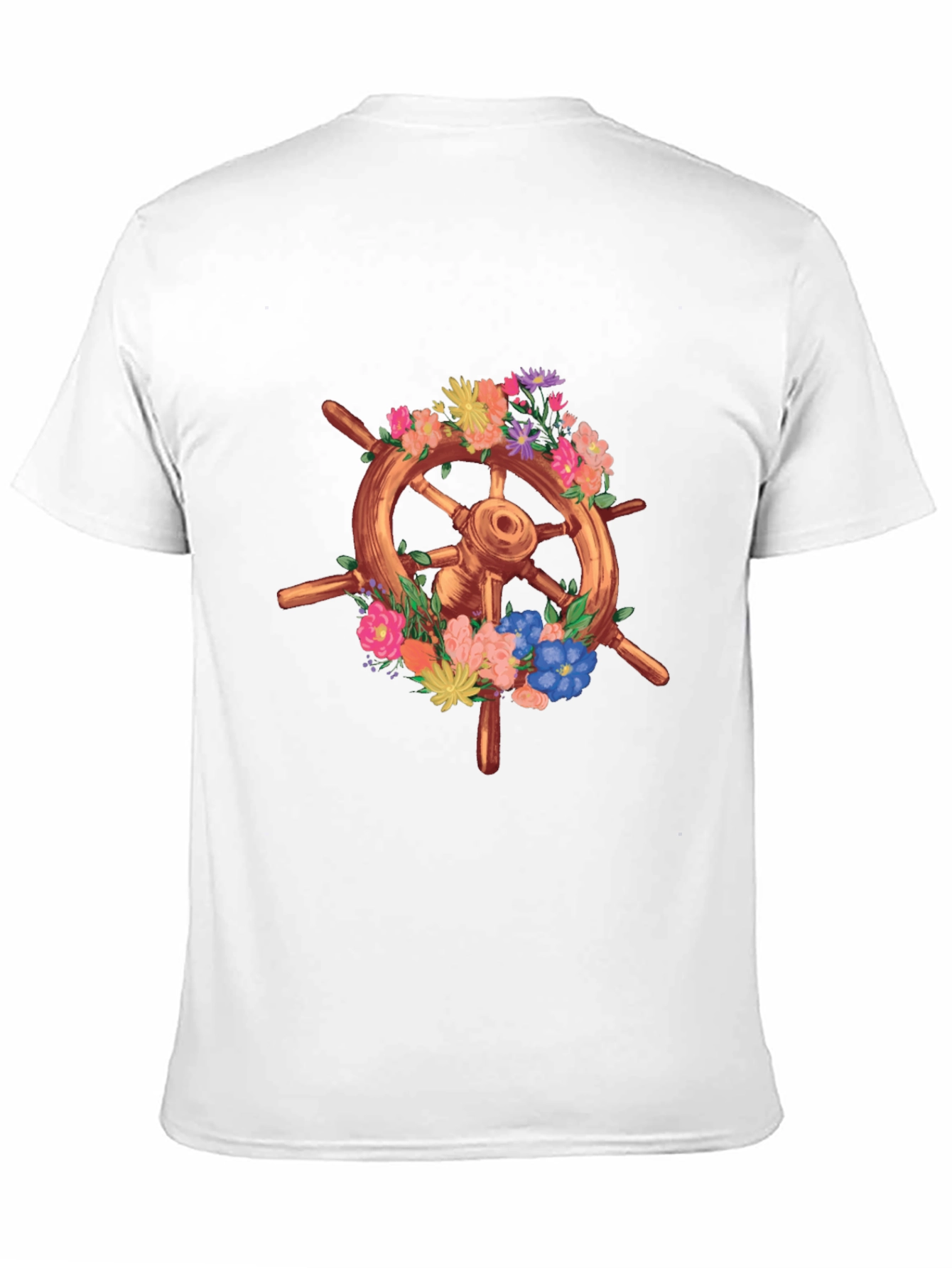 Floral Ship Wheel Graphic Tee