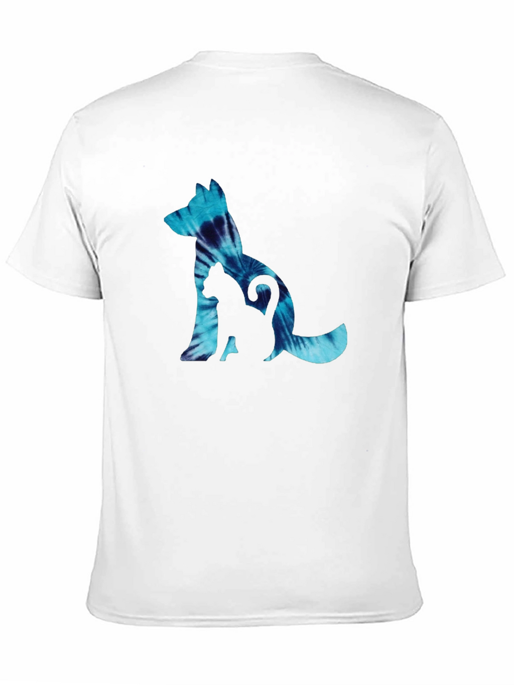 Dog & Cat Tie-Dye Graphic Black T-Shirt