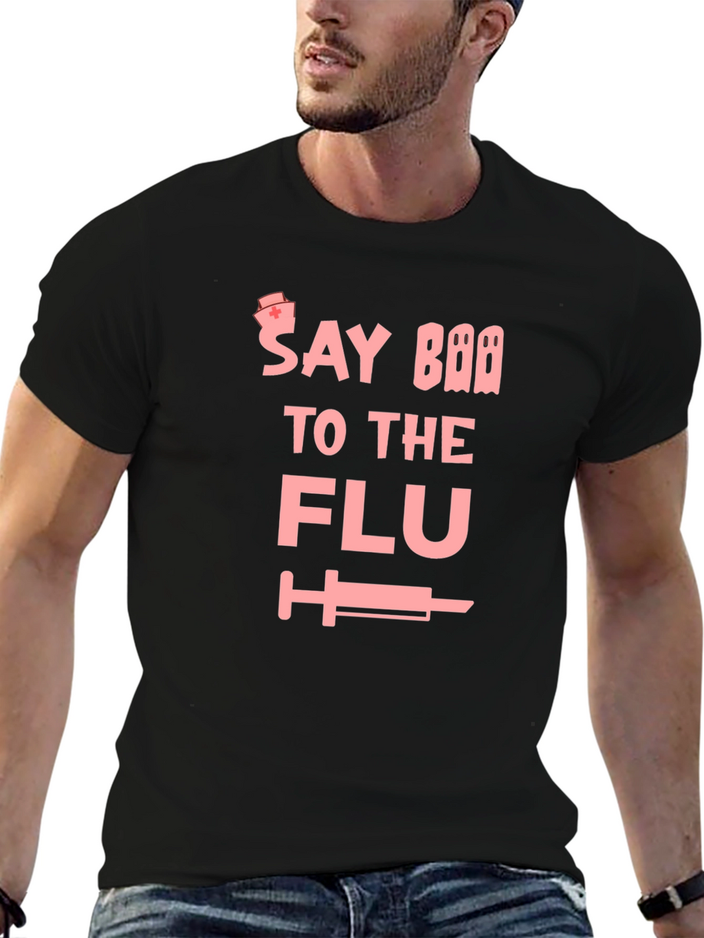 Say Boo to the Flu Black Graphic Tee