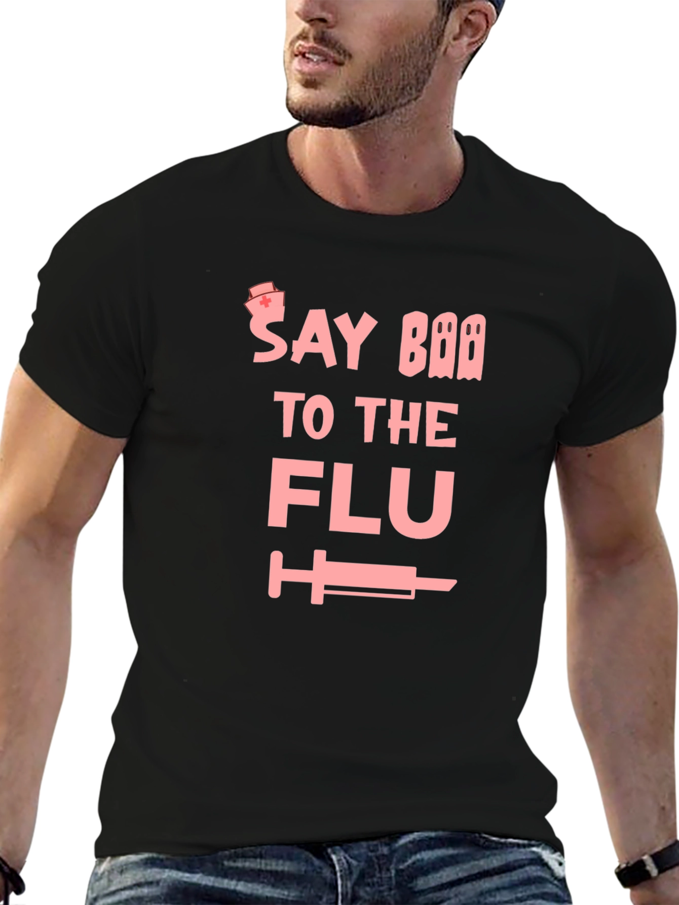 Say Boo to the Flu Black Graphic Tee