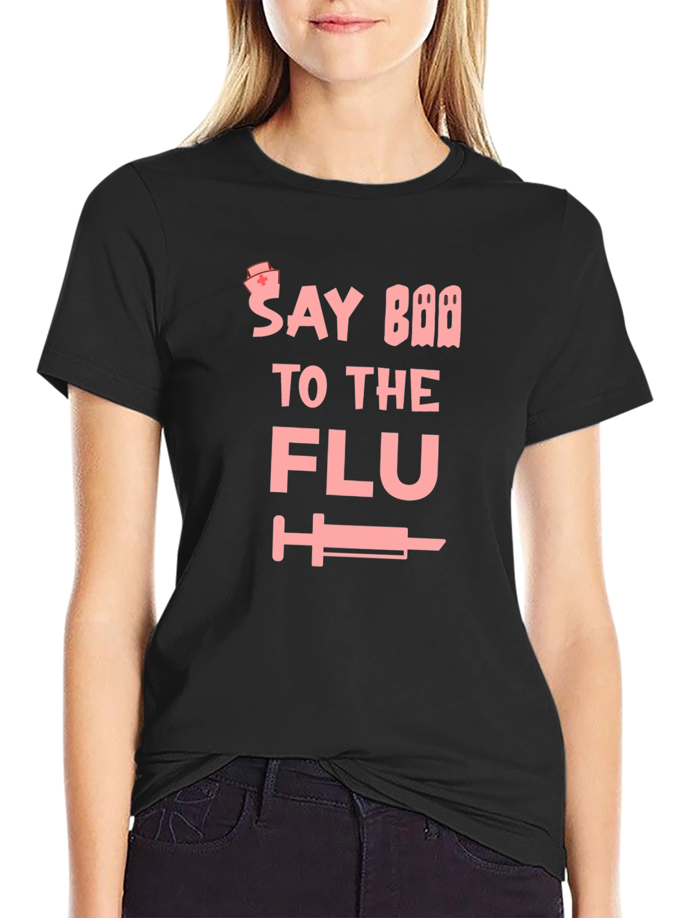 Say Boo to the Flu Black Graphic Tee