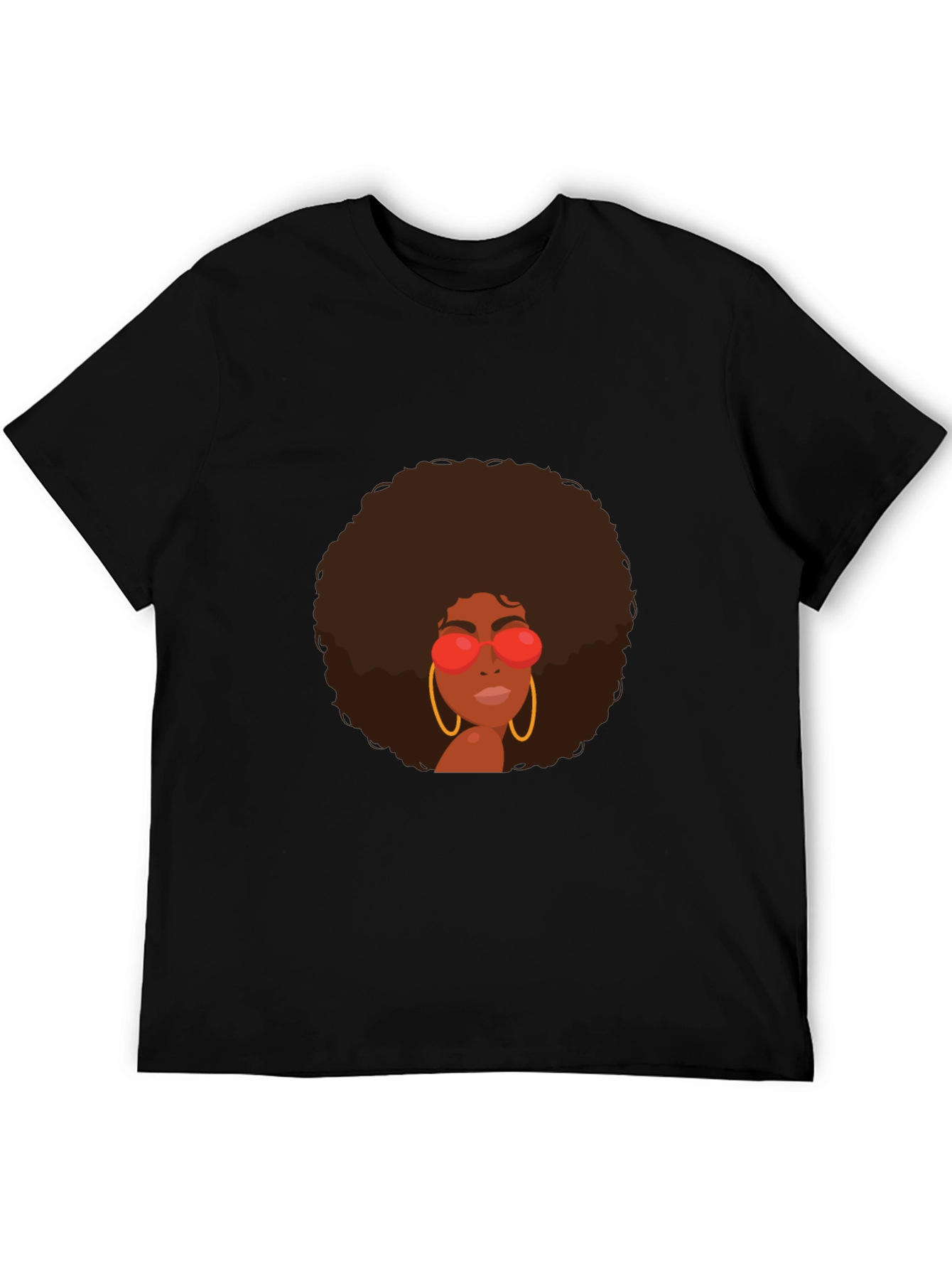 Retro Afro Woman Graphic Tee - Black
