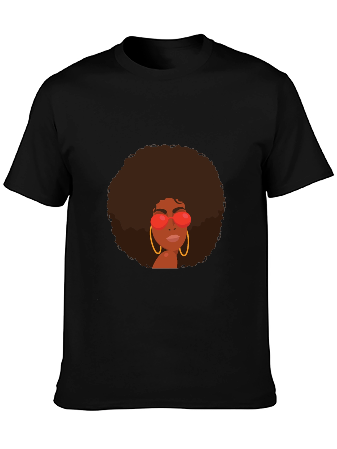 Retro Afro Woman Graphic Tee - Black