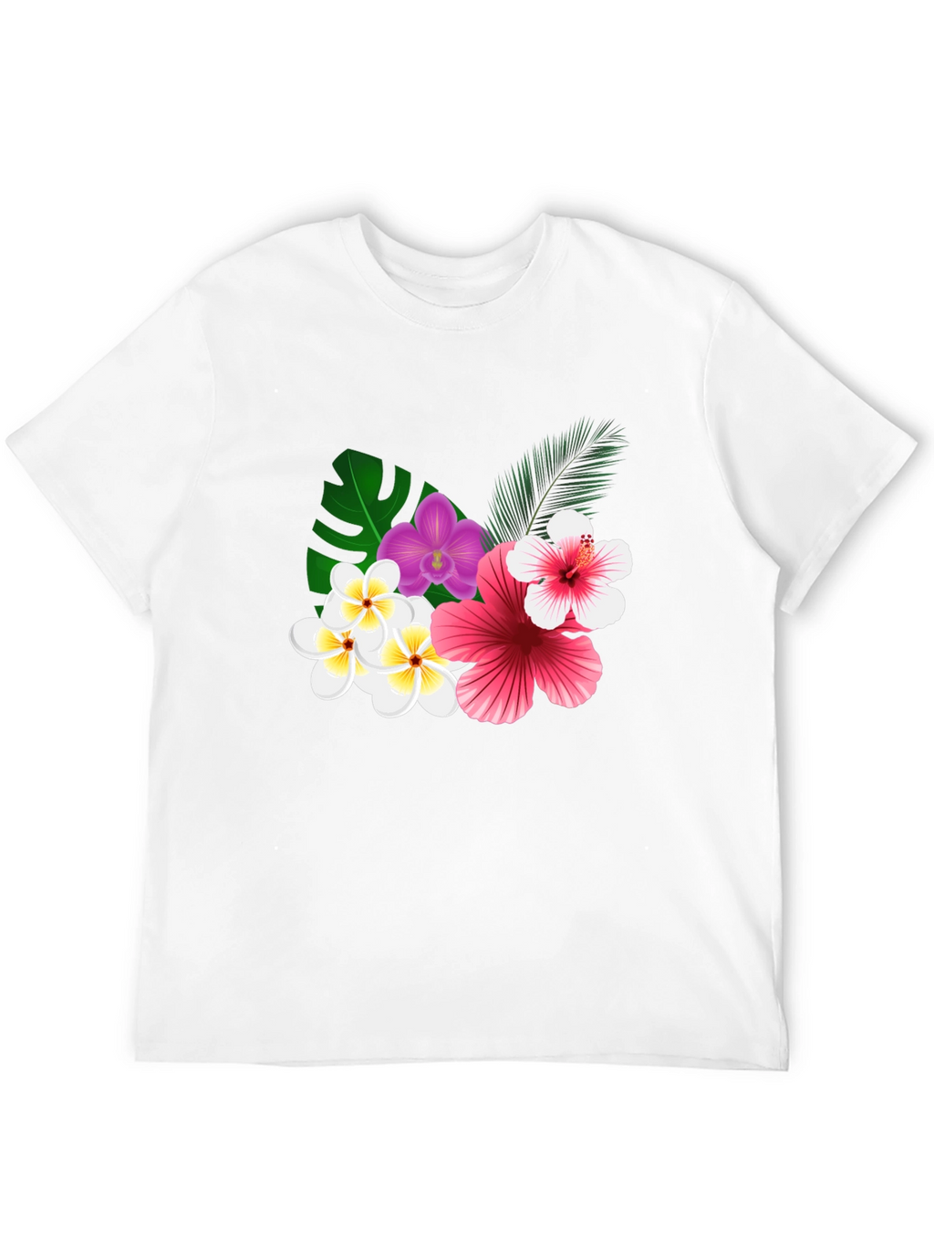Tropical Floral Print Black T-Shirt