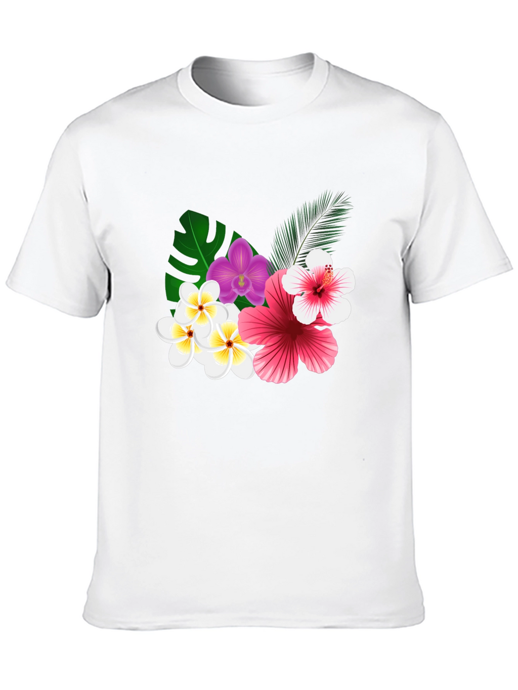 Tropical Floral Print Black T-Shirt