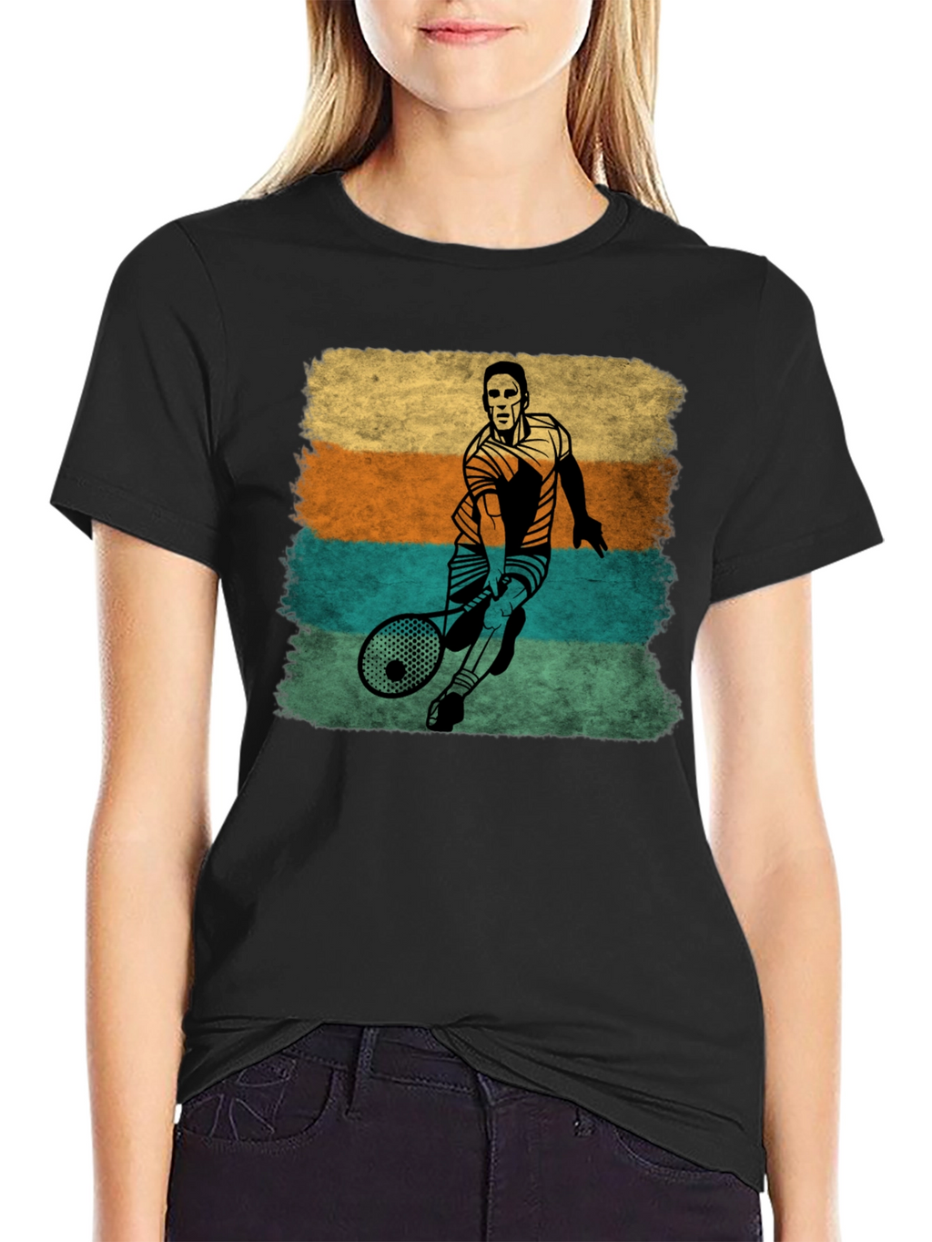 Retro Tennis Player Graphic T-Shirt