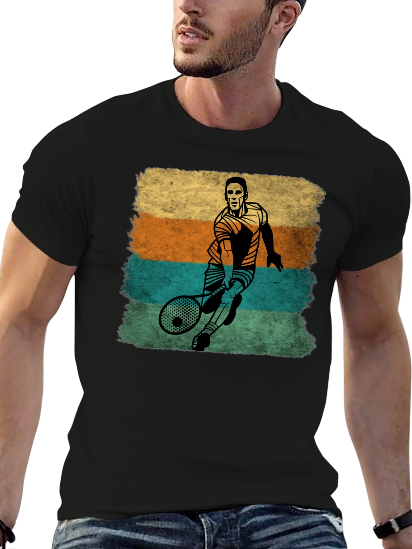 Retro Tennis Player Graphic T-Shirt