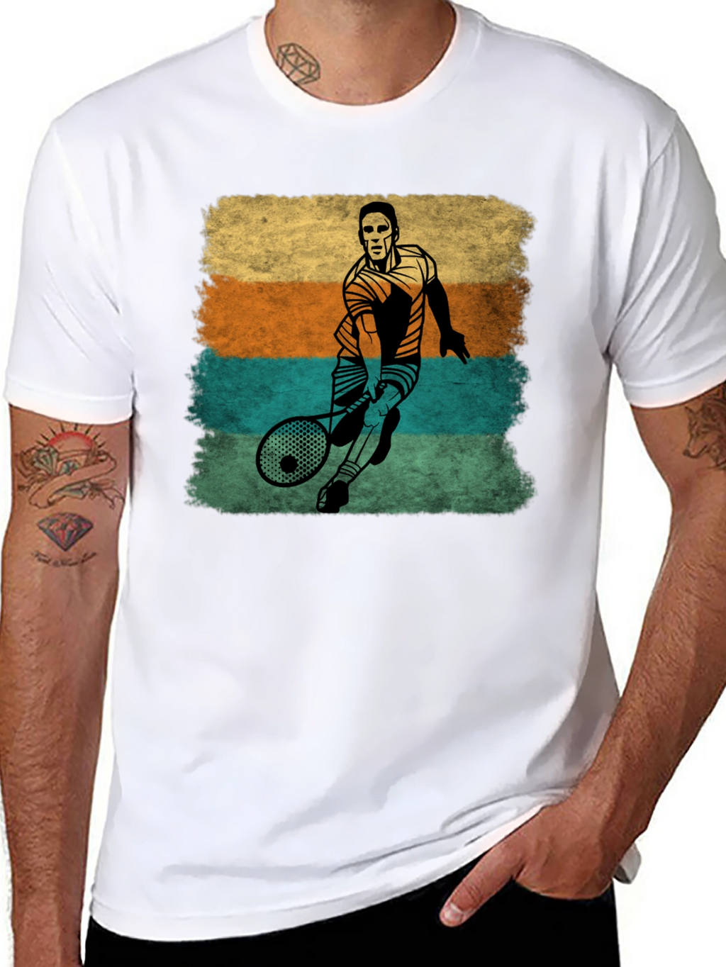 Retro Tennis Player Graphic T-Shirt