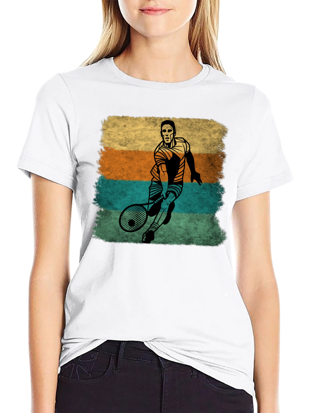 Retro Tennis Player Graphic T-Shirt