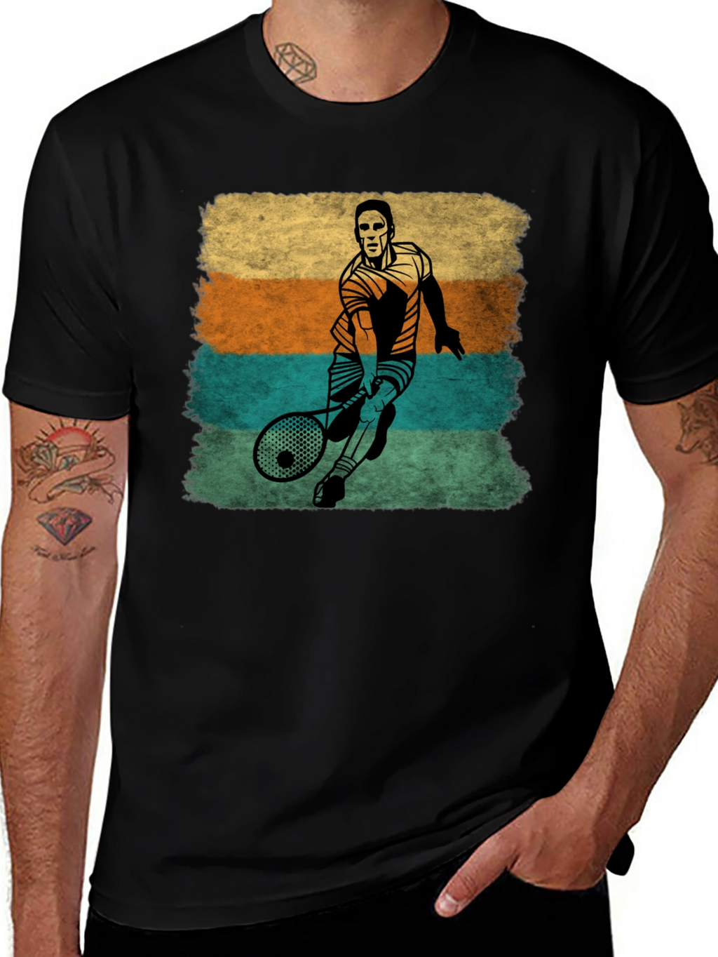 Retro Tennis Player Graphic T-Shirt