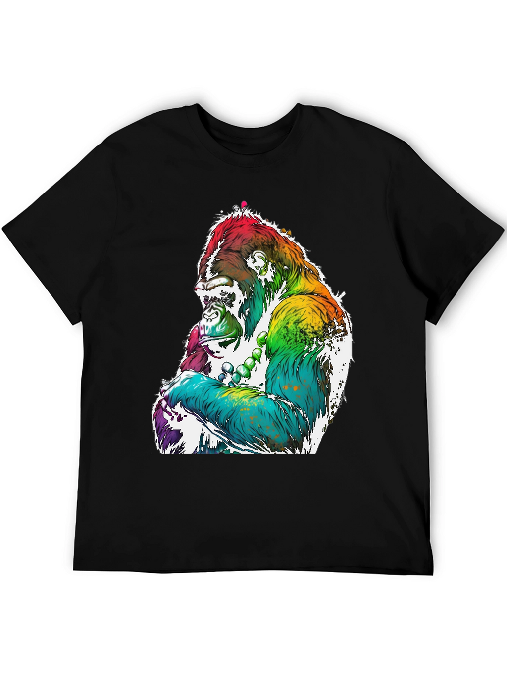 Rainbow Gorilla Graphic Tee - Mens Black T-Shirt