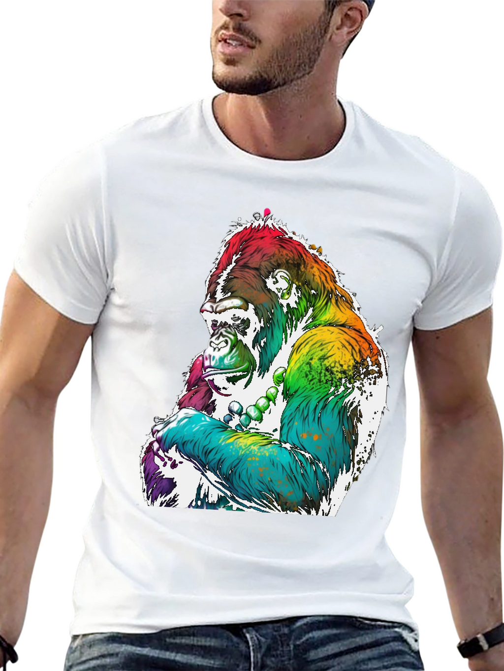 Rainbow Gorilla Graphic Tee - Mens Black T-Shirt