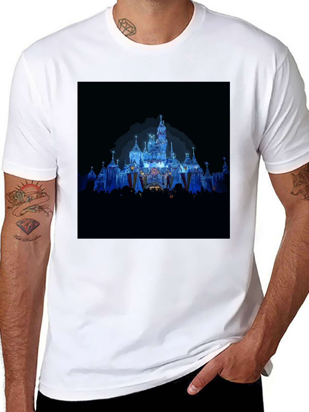 Magical Castle Print Black T-Shirt