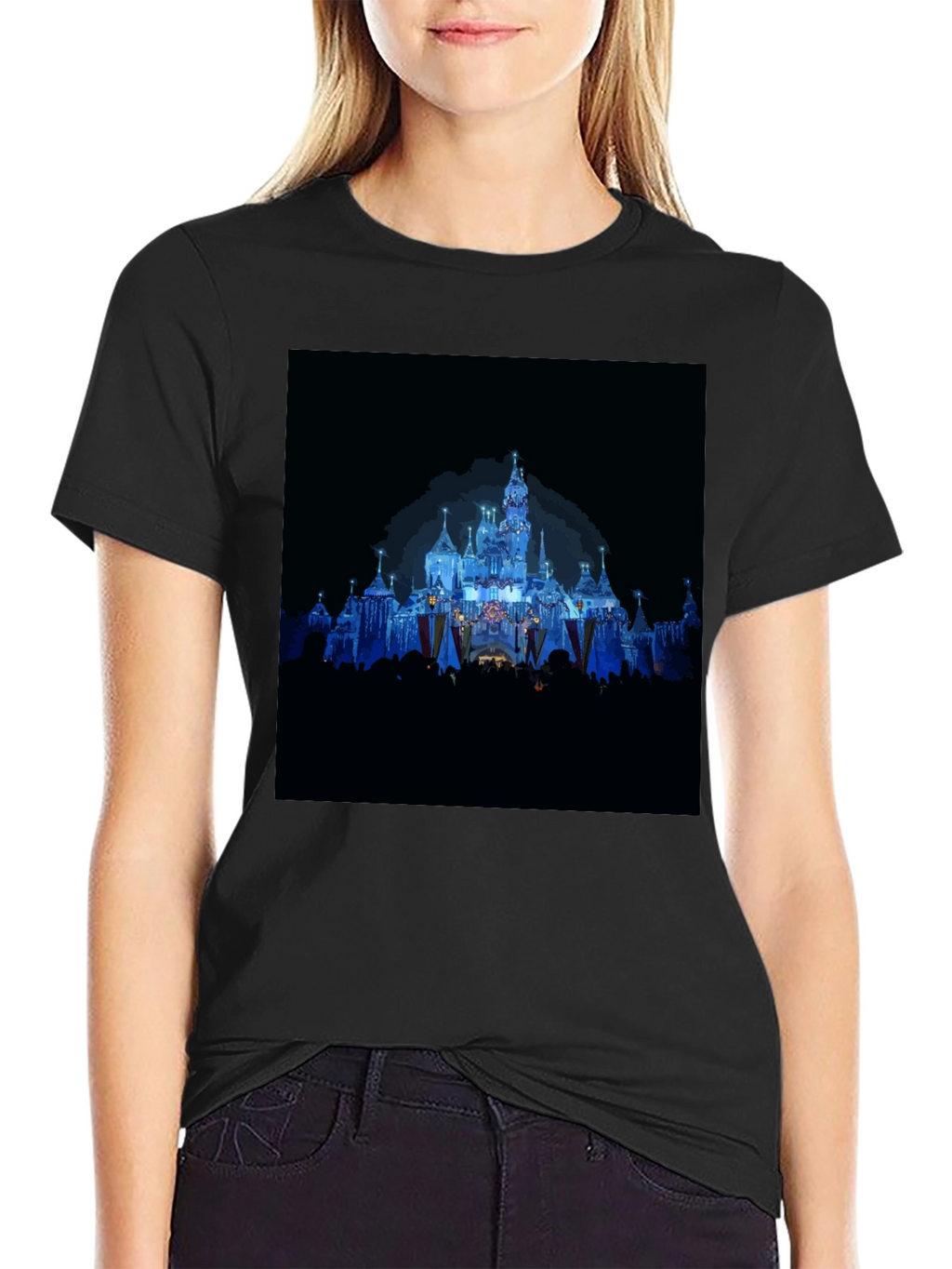 Magical Castle Print Black T-Shirt