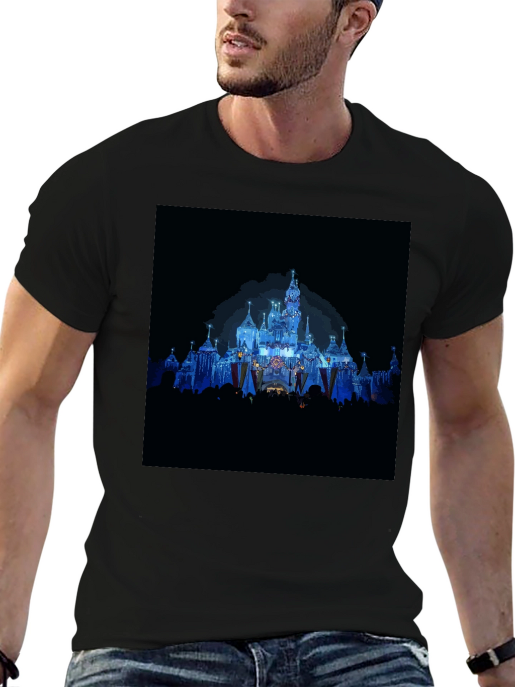 Magical Castle Print Black T-Shirt
