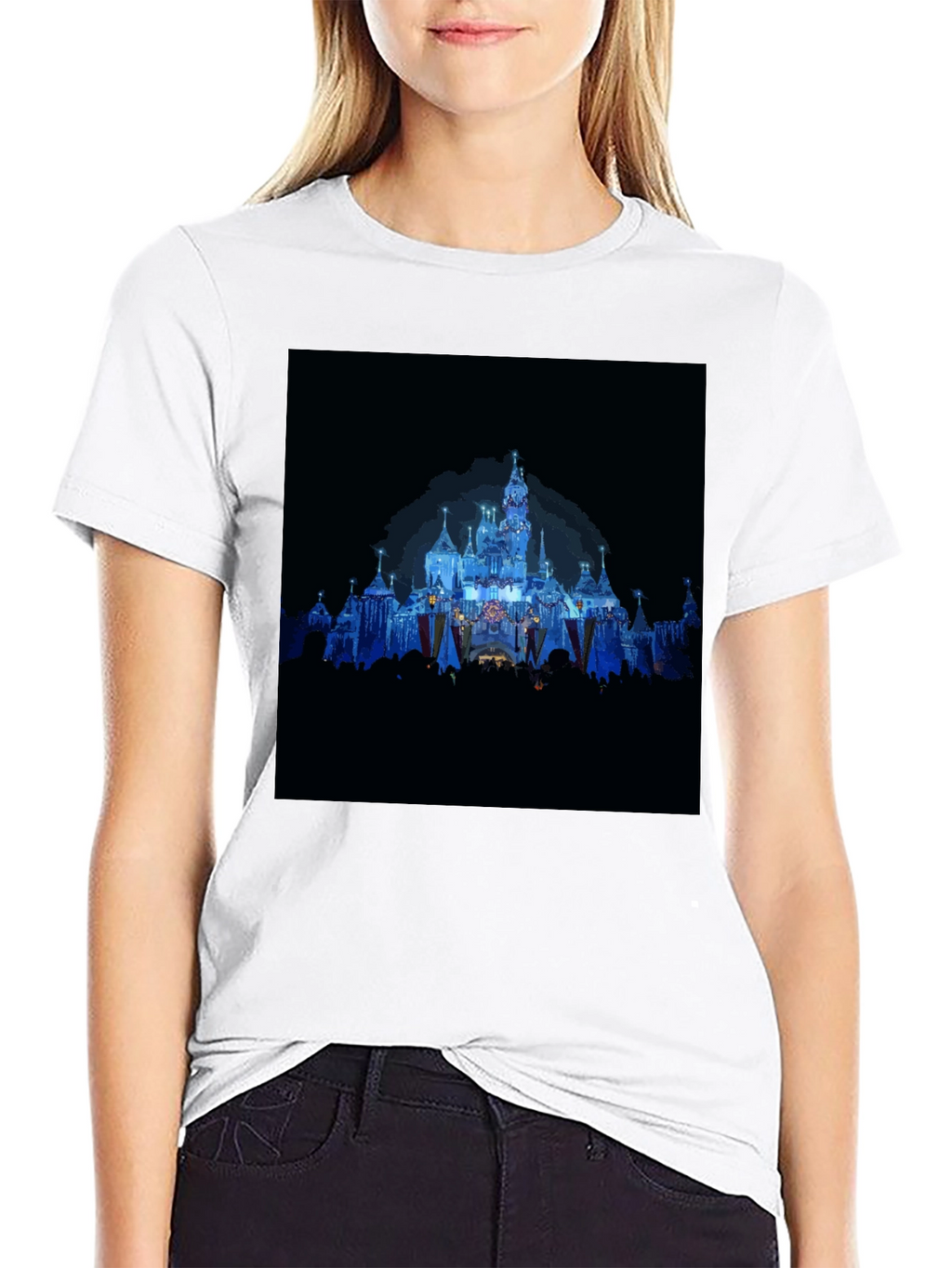 Magical Castle Print Black T-Shirt