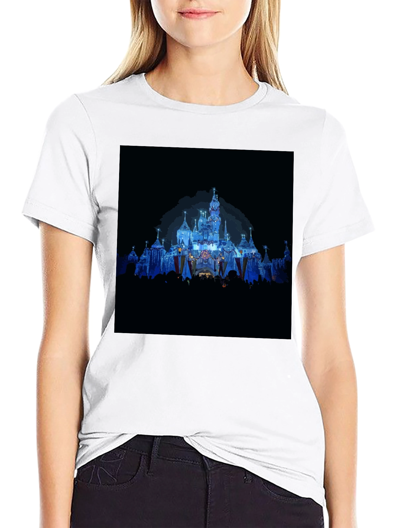 Magical Castle Print Black T-Shirt